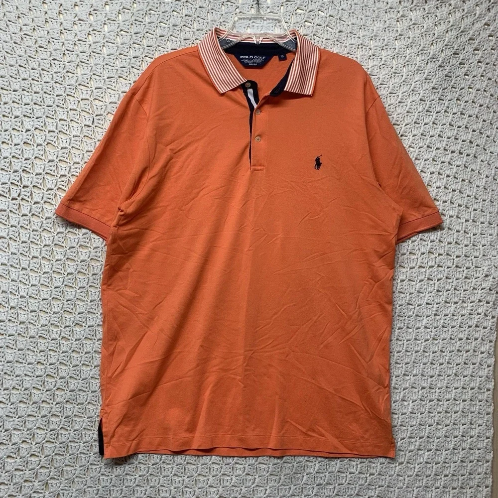 Polo Golf Ralph Lauren Shirt‎ Men XL Orange Pima Cotton Blend Polo Pro Fit